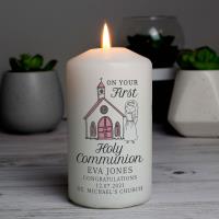 Personalised Girls First Holy Communion Pillar Candle Extra Image 1 Preview